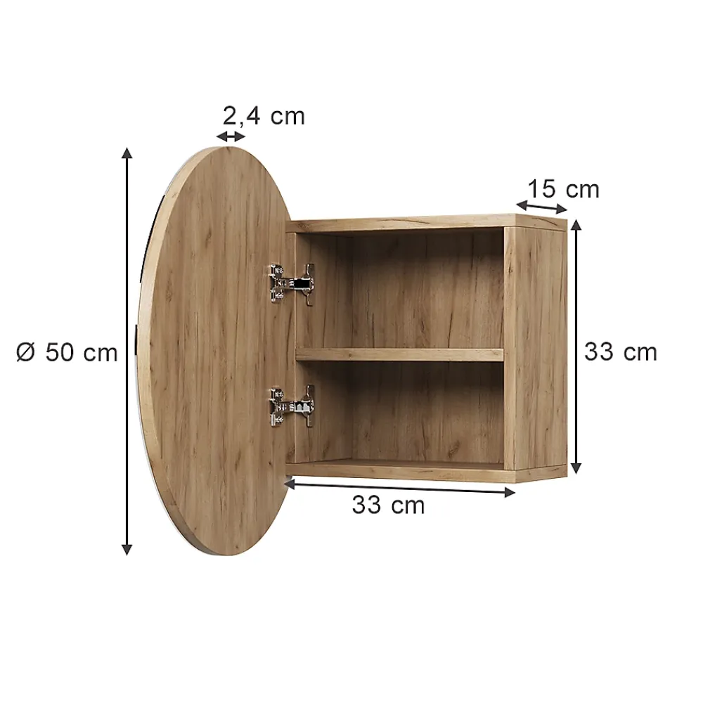 Armoire De Toilette|Vicco Armoire de toilette Chêne de force doré 50x50cm avec 2 compartiments