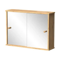 Armoire De Toilette|Vicco Armoire de toilette Bambou 55x40cm avec 2 portes coulissantes