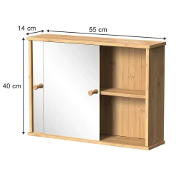 Armoire De Toilette|Vicco Armoire de toilette Bambou 55x40cm avec 2 portes coulissantes