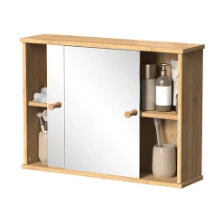 Armoire De Toilette|Vicco Armoire de toilette Bambou 55x40cm avec 2 portes coulissantes