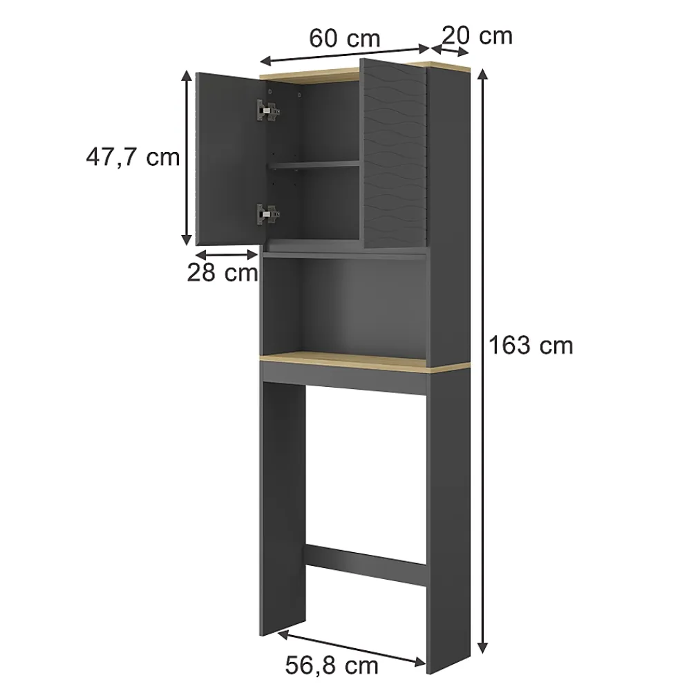 Vicco Armoire de toilette Anthracite 60x163cm