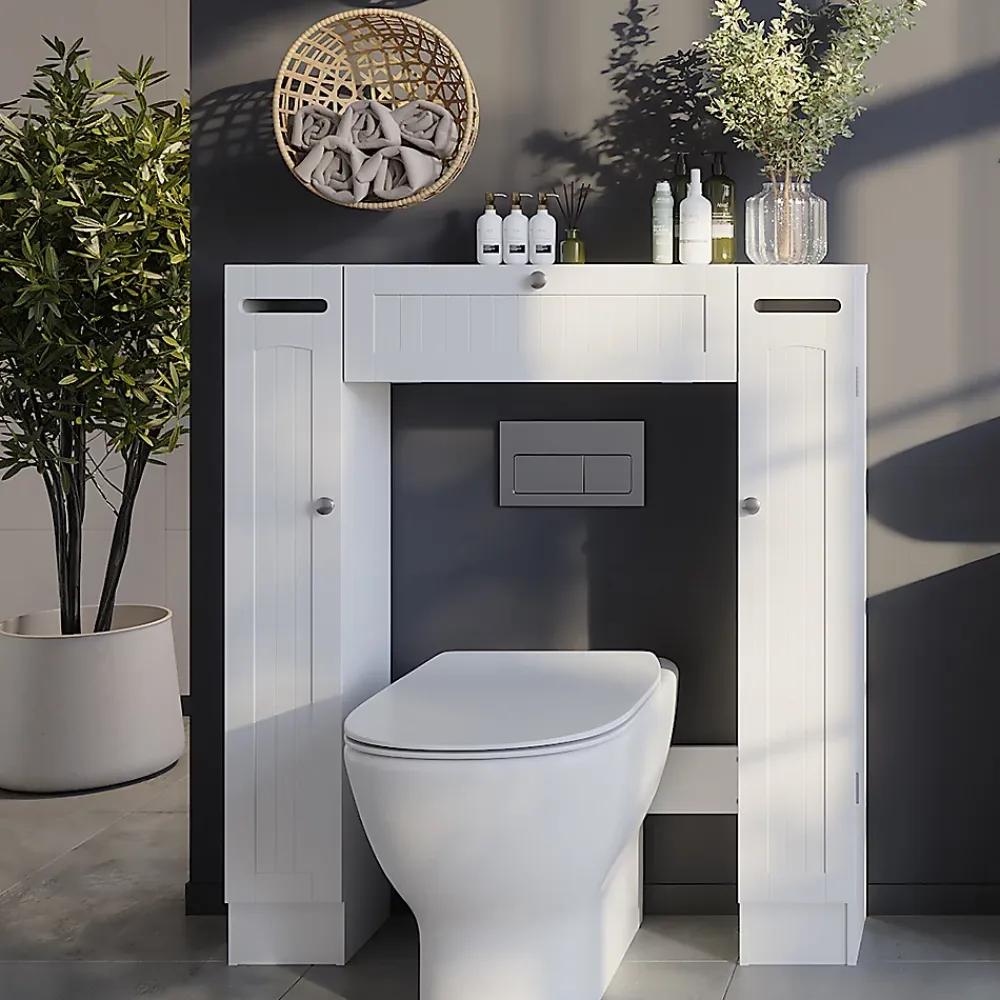Meuble Wc|Vicco Armoire de toilette Blanc 89x99cm Distributeur de papier toilette à gauche et à droite