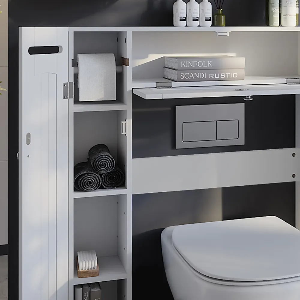 Meuble Wc|Vicco Armoire de toilette Blanc 89x99cm Distributeur de papier toilette à gauche et à droite