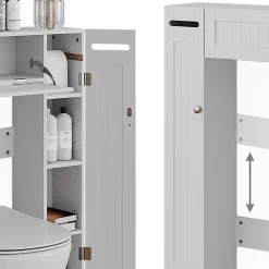 Meuble Wc|Vicco Armoire de toilette Blanc 89x99cm Distributeur de papier toilette à gauche et à droite