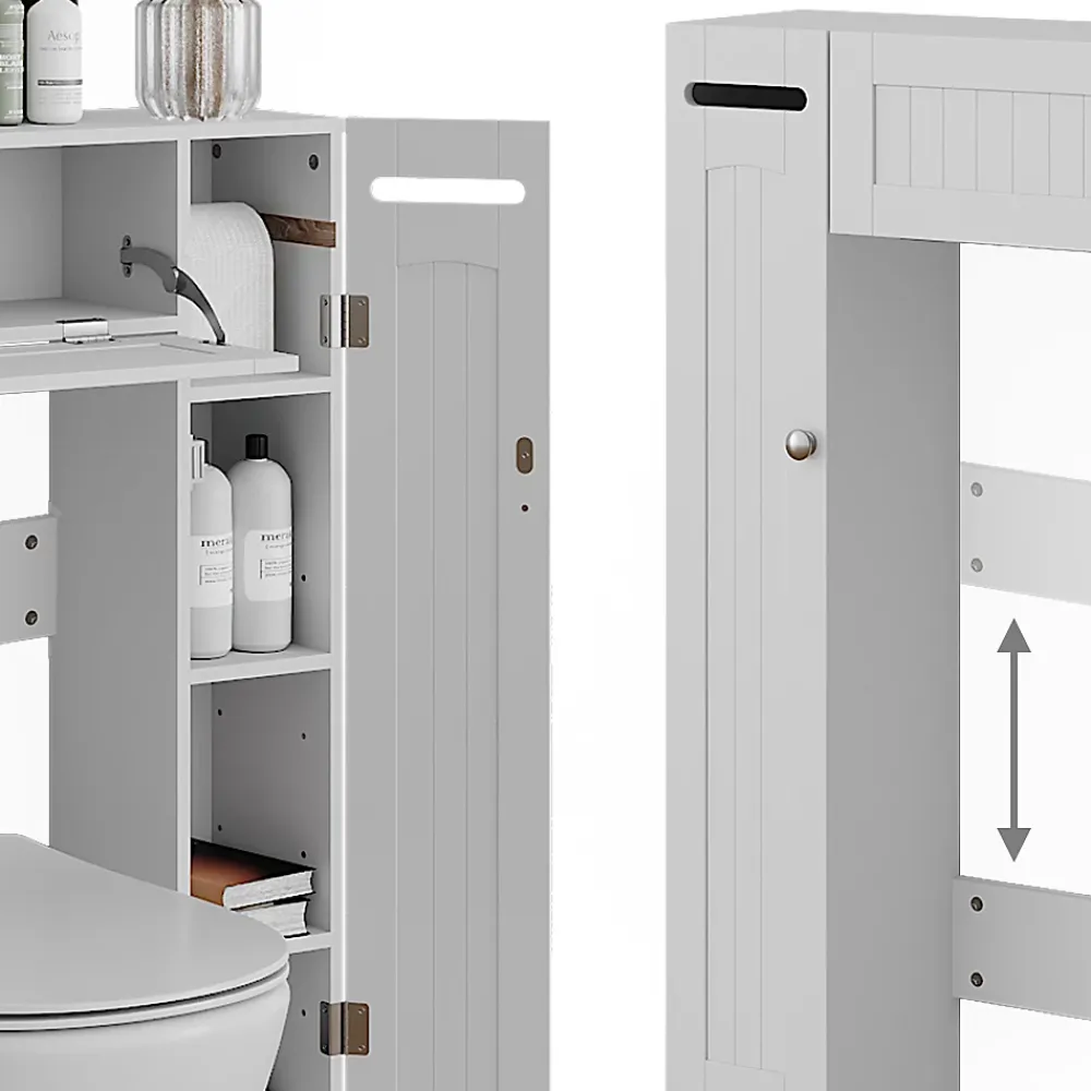 Meuble Wc|Vicco Armoire de toilette Blanc 89x99cm Distributeur de papier toilette à gauche et à droite