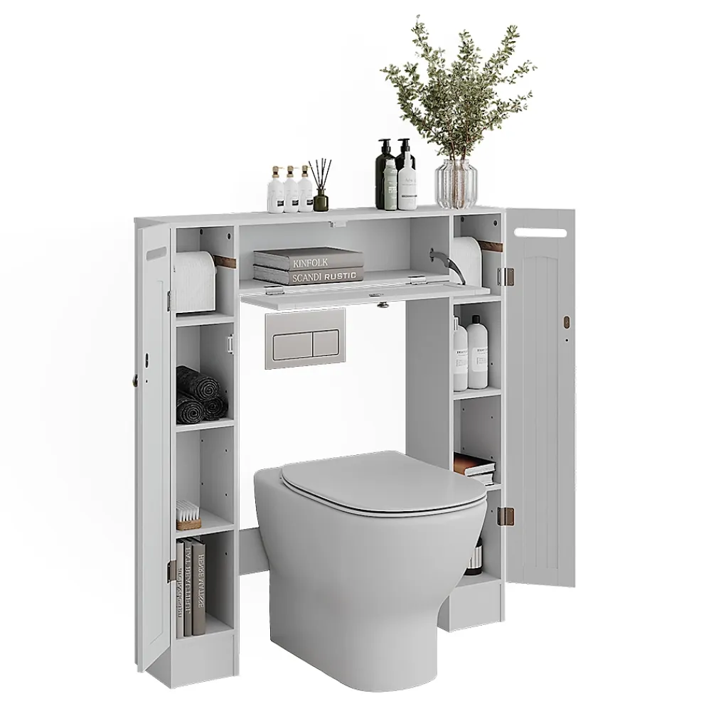 Meuble Wc|Vicco Armoire de toilette Blanc 89x99cm Distributeur de papier toilette à gauche et à droite