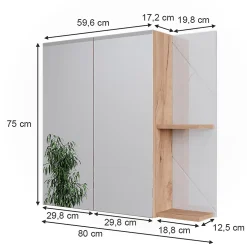 Vicco Armoire de toilette Chêne doré/blanc brillant 80x75cm