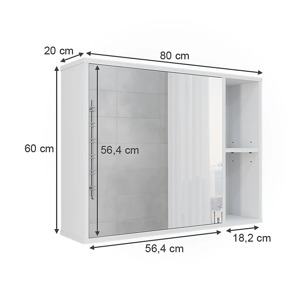 Armoire De Toilette|Vicco Armoire de toilette Blanc 80x60cm