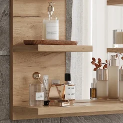 Armoire De Toilette|Vicco Armoire de toilette Chêne de force doré 58.8x50cm avec des étagères