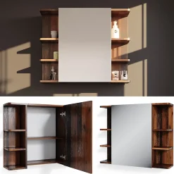 Armoire De Toilette|Vicco Armoire de toilette Bois antique 79.6x64cm