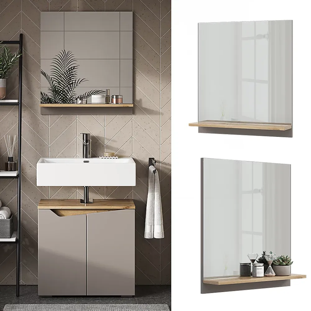 Vicco Armoire de toilette Grège 60x67cm avec étagère