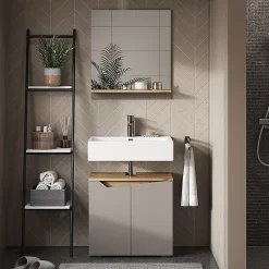 Vicco Armoire de toilette Grège 60x67cm avec étagère