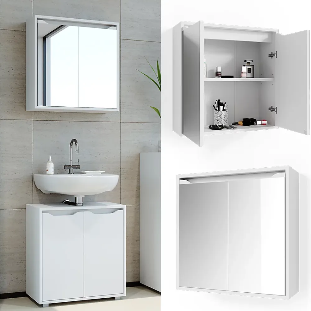 Armoire De Toilette|Vicco Armoire de toilette Blanc 60x60cm