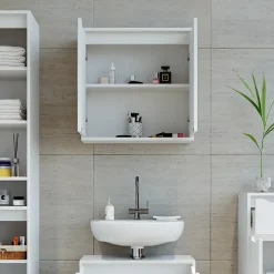 Armoire De Toilette|Vicco Armoire de toilette Blanc 60x60cm