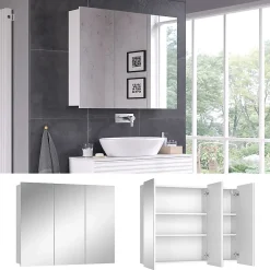 Vicco Armoire de toilette Blanc 100x79.8cm avec 3 portes