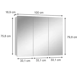 Vicco Armoire de toilette Blanc 100x79.8cm avec 3 portes