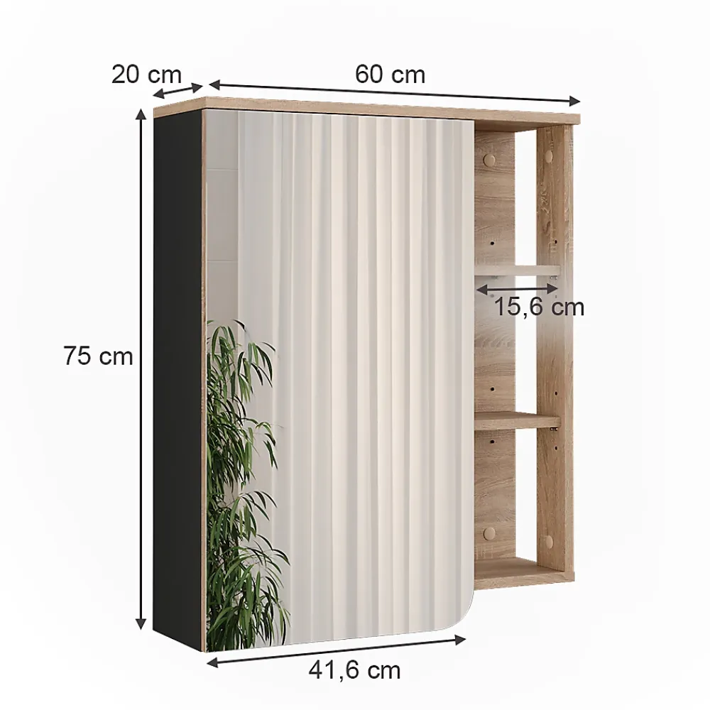 Vicco Armoire de toilette Sonoma/Anthracite 60x75cm