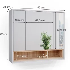 Armoire De Toilette|Vicco Armoire de toilette Blanc 80x72cm