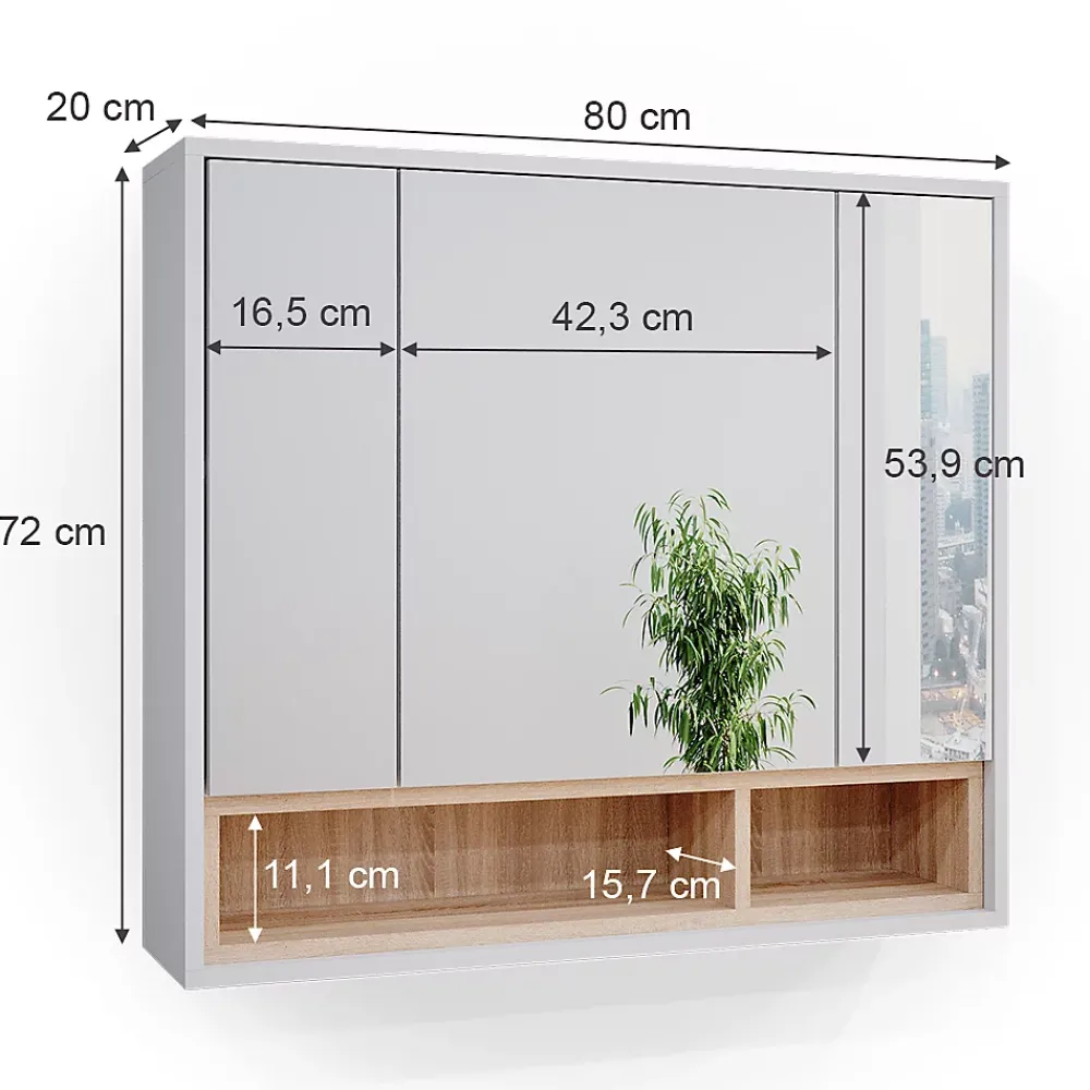 Armoire De Toilette|Vicco Armoire de toilette Blanc 80x72cm
