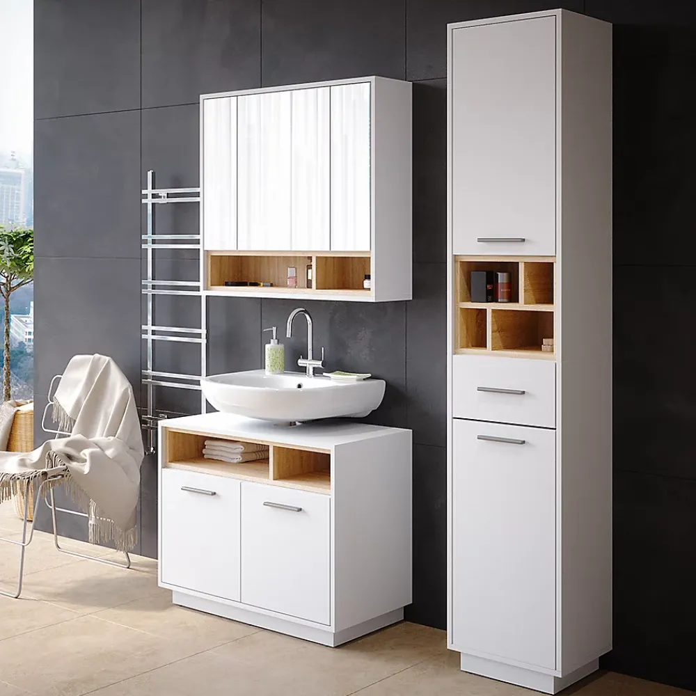 Armoire De Toilette|Vicco Armoire de toilette Blanc 80x72cm
