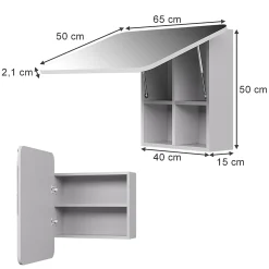 Armoire De Toilette|Vicco Armoire de toilette Blanc 65x50cm avec des étagères