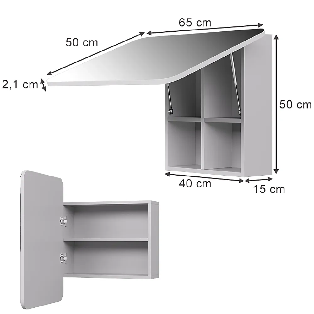 Armoire De Toilette|Vicco Armoire de toilette Blanc 65x50cm avec des étagères