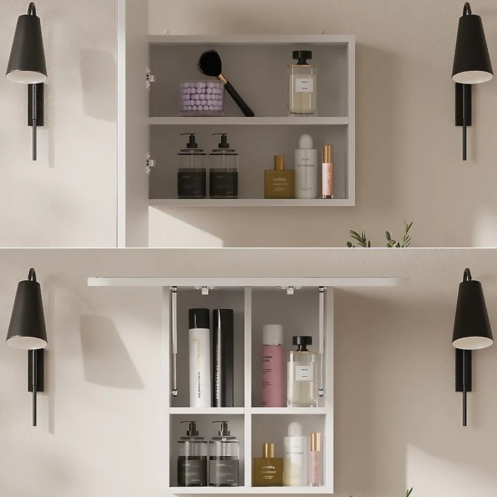 Armoire De Toilette|Vicco Armoire de toilette Blanc 65x50cm avec des étagères