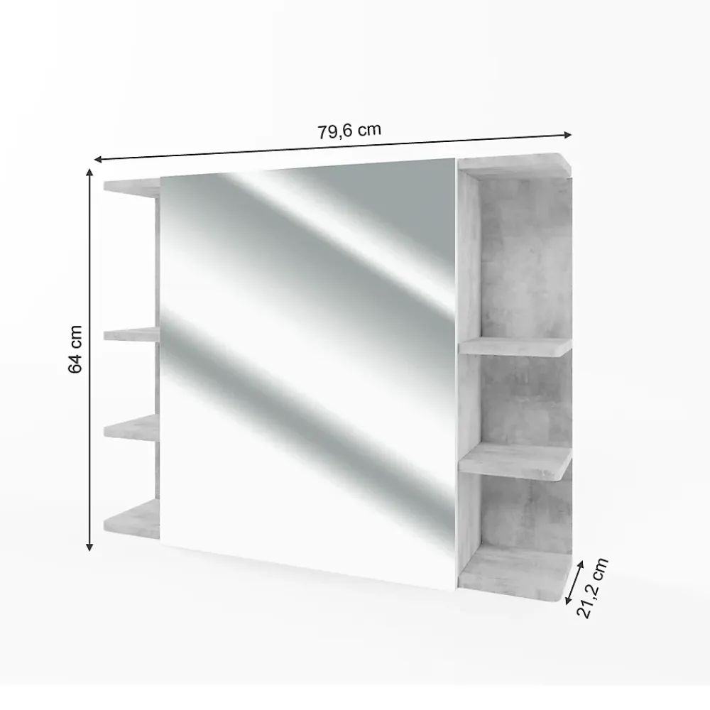 Armoire De Toilette|Vicco Armoire de toilette Béton 79.6x64cm