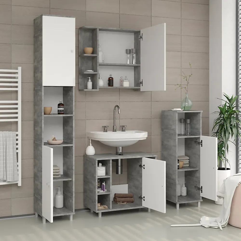 Armoire De Toilette|Vicco Armoire de toilette Béton 79.6x64cm