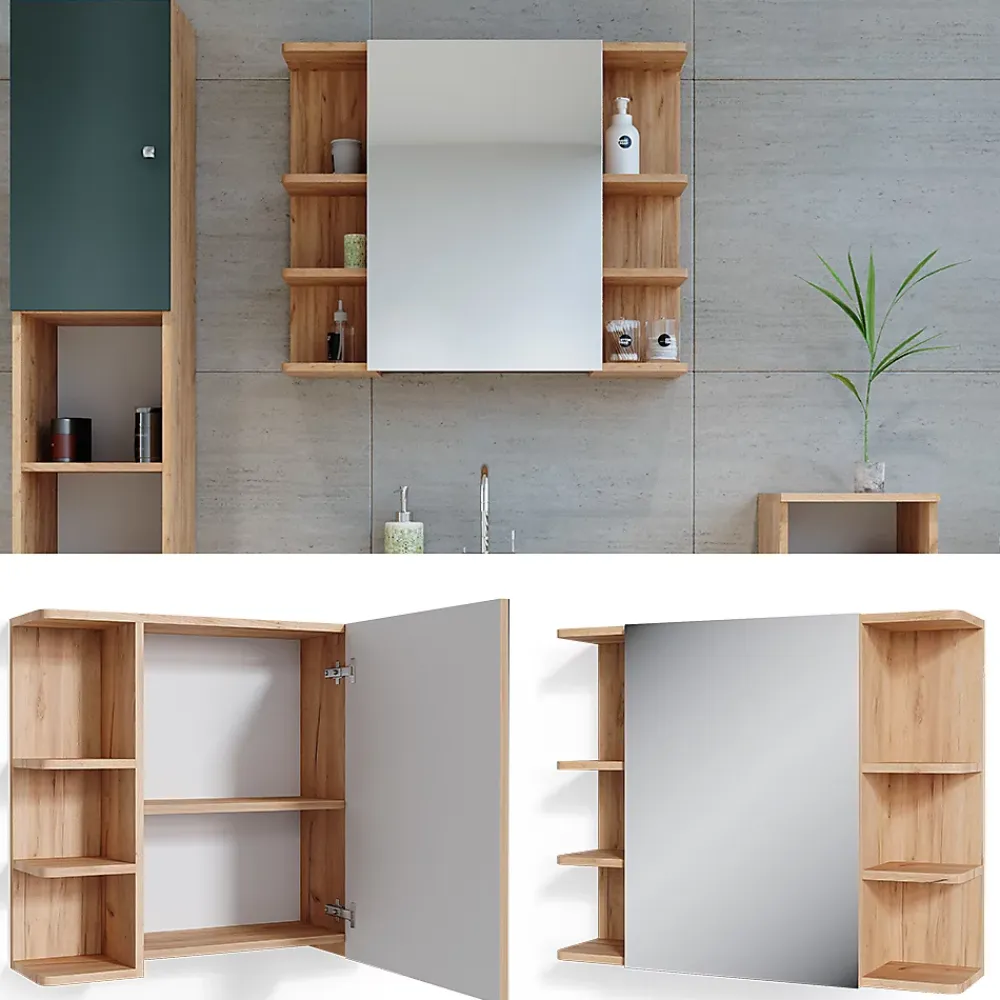 Armoire De Toilette|Vicco Armoire de toilette Chêne 79.6x64cm