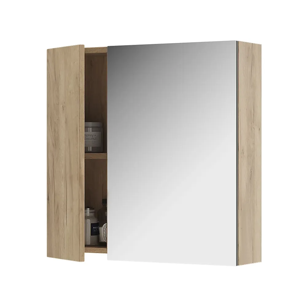 Vicco Armoire de toilette Chêne de force doré 60x59.2cm Avec étagères et 1 porte miroir