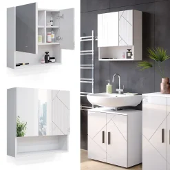 Armoire De Toilette|Vicco Armoire de toilette Blanc Haute brillance 16.9x55cm