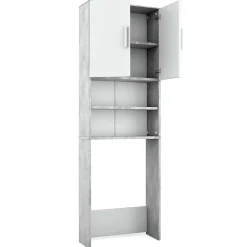 Vicco Armoire de toilette Béton/blanc 64x190cm avec 2 portes