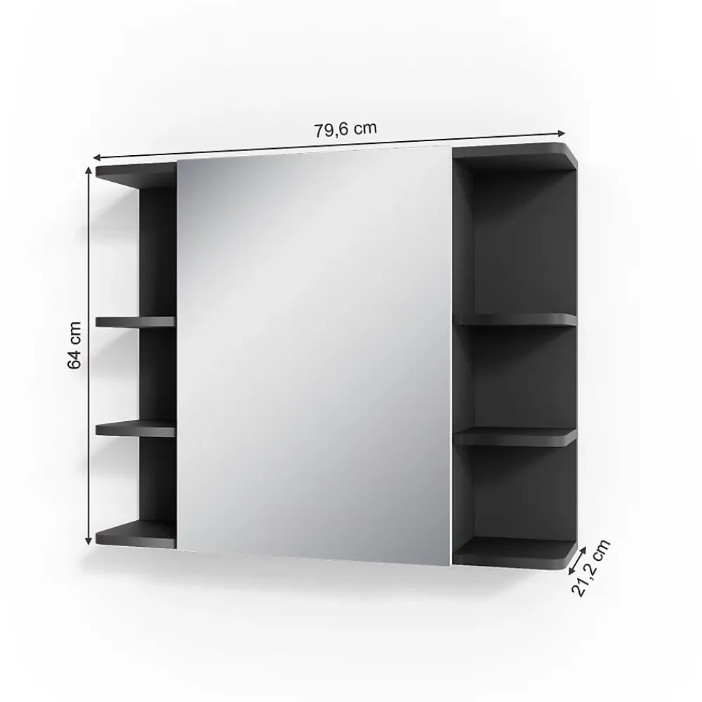 Armoire De Toilette|Vicco Armoire de toilette Anthracite 79.6x64cm