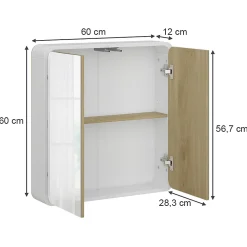 Vicco armoire de toilette blanc/chêne 60x60cm
