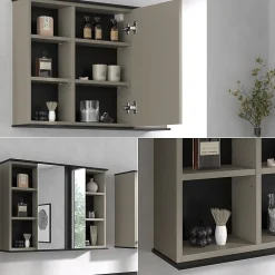 Armoire De Toilette|Vicco Armoire de toilette Grège 80x60cm avec miroir