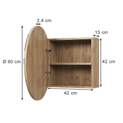 Vicco Armoire de toilette Chêne de force doré 60x60cm avec 2 compartiments
