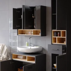 Armoire De Toilette|Vicco Armoire de toilette Anthracite 80x72cm