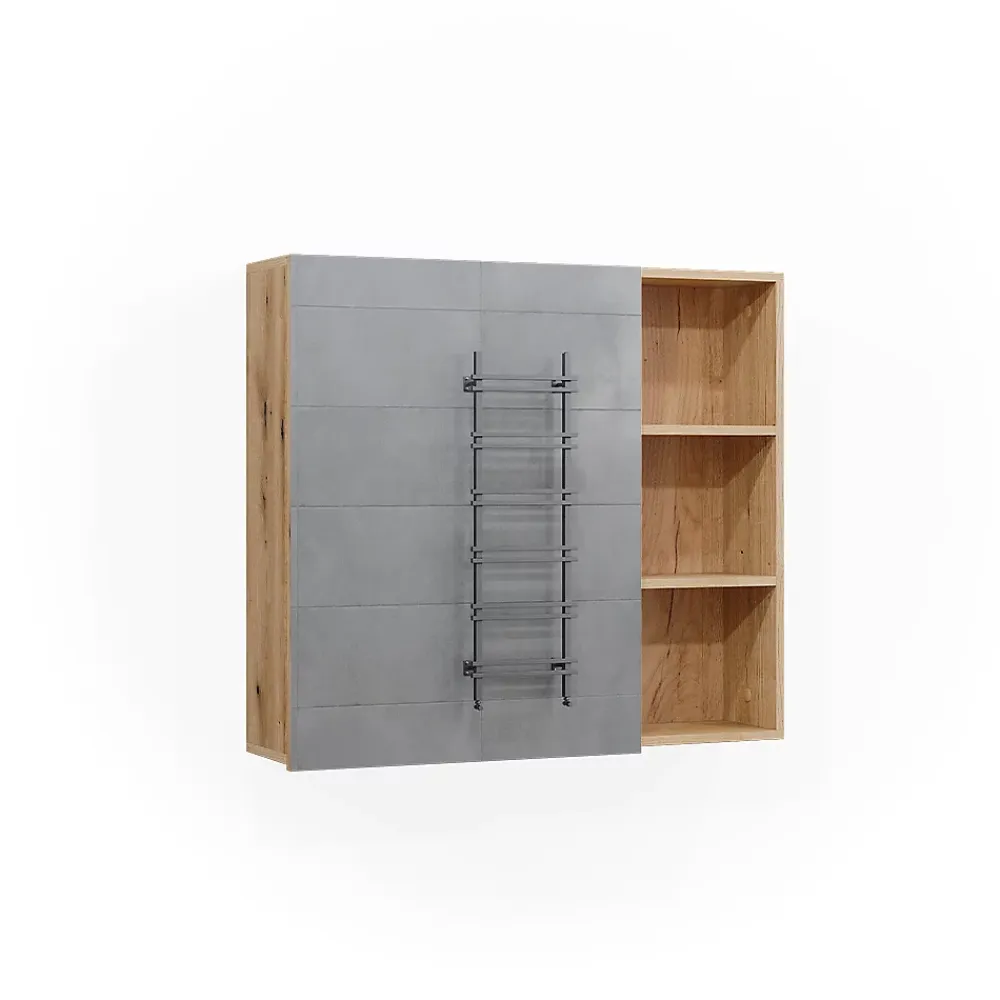 Vicco Armoire de toilette Chêne 90x80.9cm avec porte et compartiments ouverts