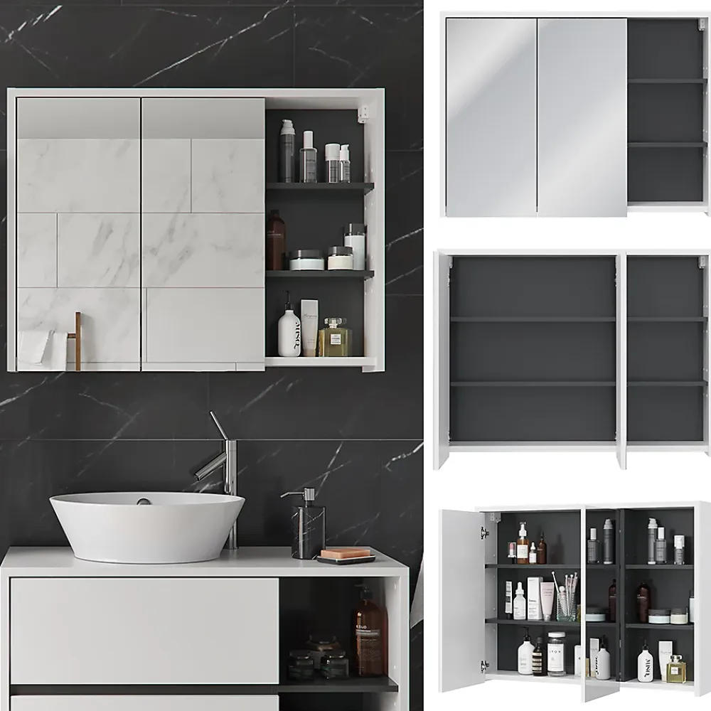 Vicco Armoire de toilette blanc/anthracite 18x75cm