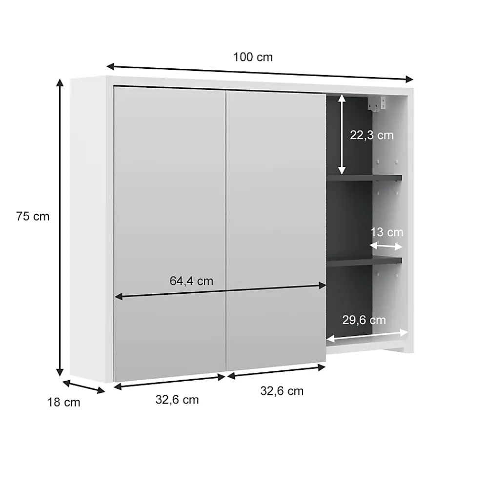 Vicco Armoire de toilette blanc/anthracite 18x75cm