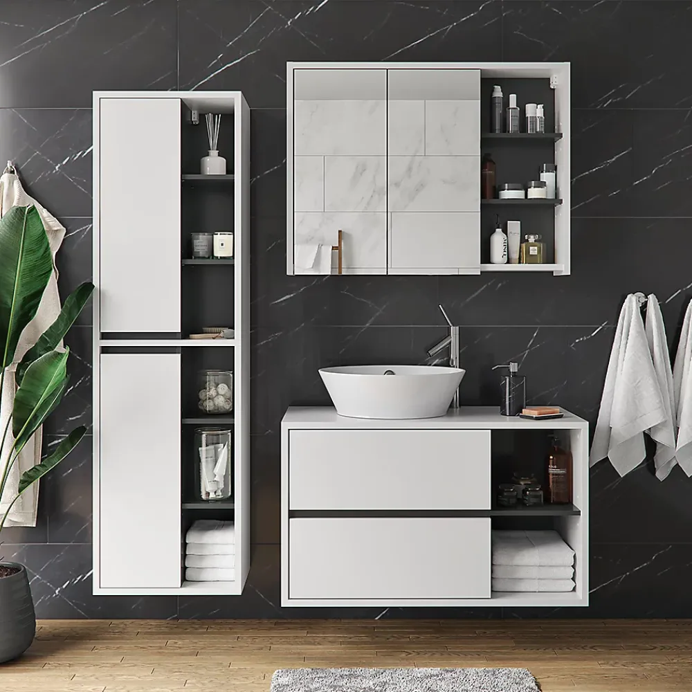 Vicco Armoire de toilette blanc/anthracite 18x75cm