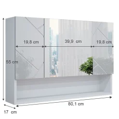 Armoire De Toilette|Vicco Armoire de toilette Blanc Haute brillance 80.1x55cm