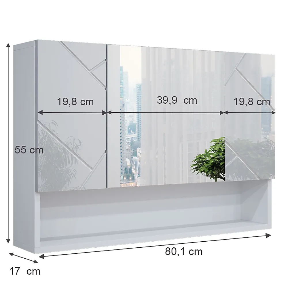 Armoire De Toilette|Vicco Armoire de toilette Blanc Haute brillance 80.1x55cm