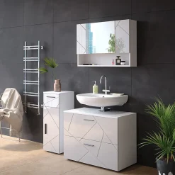 Armoire De Toilette|Vicco Armoire de toilette Blanc Haute brillance 80.1x55cm