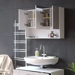 Armoire De Toilette|Vicco Armoire de toilette Blanc Haute brillance 80.1x55cm