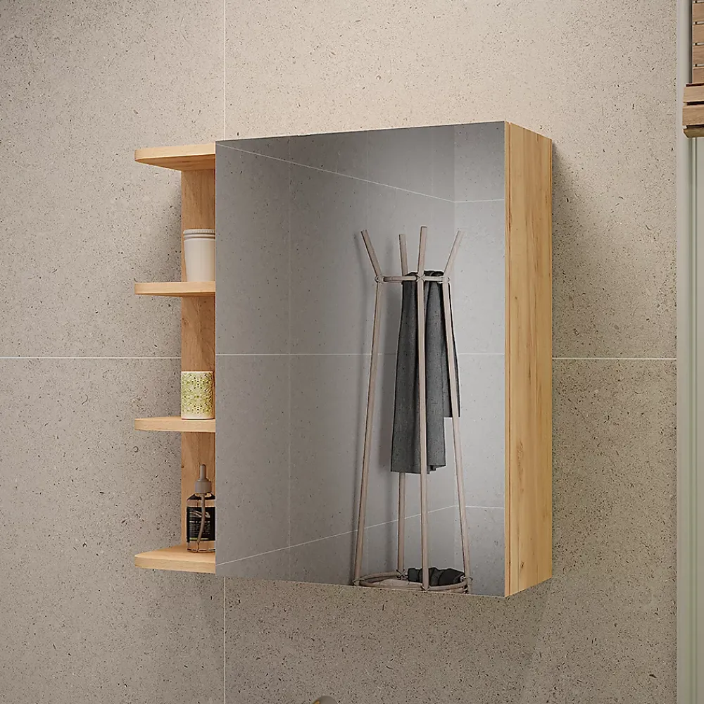 Armoire De Toilette|Vicco Armoire de toilette Chêne de force doré 62x64cm