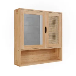 Vicco Armoire de toilette bambou/rotin 56x58cm avec miroir