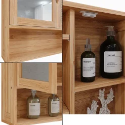 Vicco Armoire de toilette bambou/rotin 56x58cm avec miroir