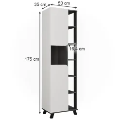Colonne De Salle De Bains|Vicco Armoire haute Anthracite/blanc 50x175cm avec 2 portes